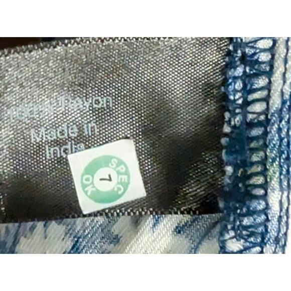 Lane Bryant Top Shirt Blouse Plus Size 38/40 7X Blue Floral Long Ruffle Sleeves - Picture 6 of 7